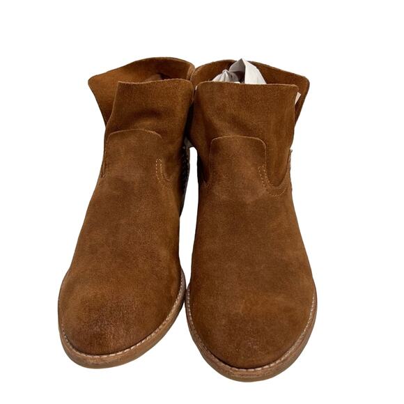 Dolce Vita Booties Womens 7 Chestnut Brown Suede Leather Western Block Heel Boho - Picture 1 of 12